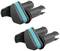 Two black plastic handles with a turquoise stripe, mountable, serve for operating devices or pieces of furniture.
