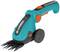 Electric garden shears with an ergonomic handle and rotating wheels, suitable for precise cutting of grass and plants.