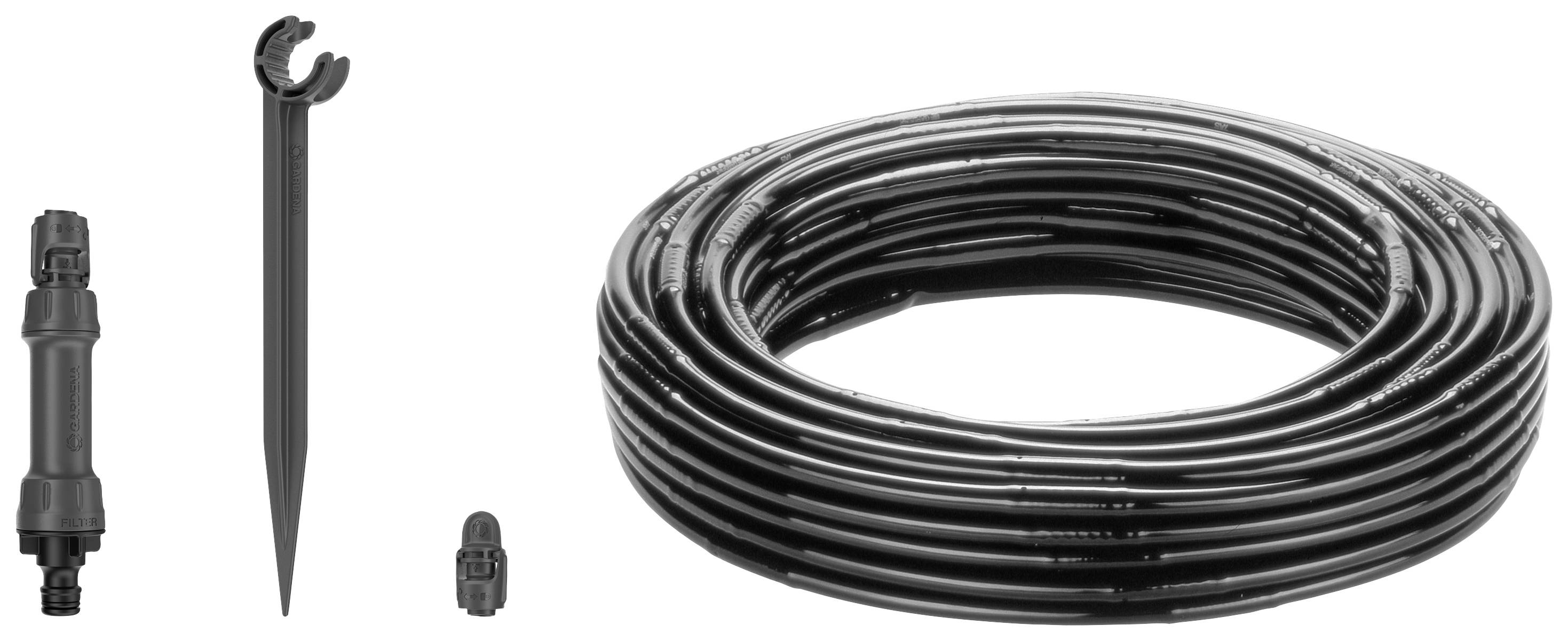 Garden Watering Kit: Drip Hose, Sprinkler Rod, Connector. Ideal for efficient plant irrigation.