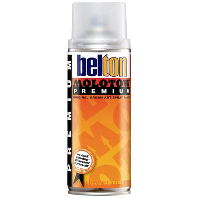 Spray can from the brand 'Belton Molotow Premium' with an orange label; designed for urban art, promises dust-free application.