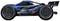 A blue-black remote-controlled car with 'XRT' written on the side. It has large wheels and an aerodynamic body.