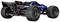 A blue remote-controlled racing car with large off-road tyres and the number '1' on the spoiler.