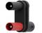 Two parallel pipes, one black, the other red, in a rectangular bracket.