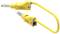 Two yellow cables with safety plugs and transparent ends, presumably used for electrical installation or testing technology.