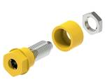 Ø4mm insulated socket with Ø2mm hole terminal, M6 threaded stud and HEX socket, yellow