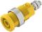 A yellow, cylindrical device with a metal screw and nut, possibly a technical component or connector.