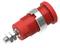 A red, cylindrical component with a threaded screw and metal connection, potentially an electrical or mechanical connector.