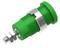 Green bolt insulator with silver metal ring and screws, for electrical insulation or mounting in industrial applications.