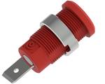 Ø4mm safety banana socket with Ø14,5mm round groove, 6.10mm flat connecting tab, red