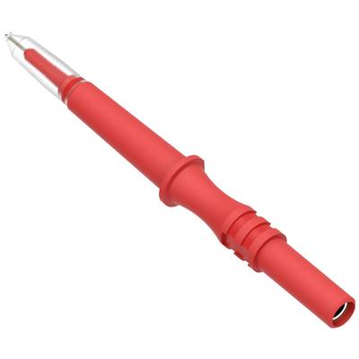 A red voltage tester with a transparent casing around the tip, used for checking electrical voltages in cables.