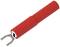 Red, cylindrical attachment with a metallic fork at the end, possibly a tool accessory.
