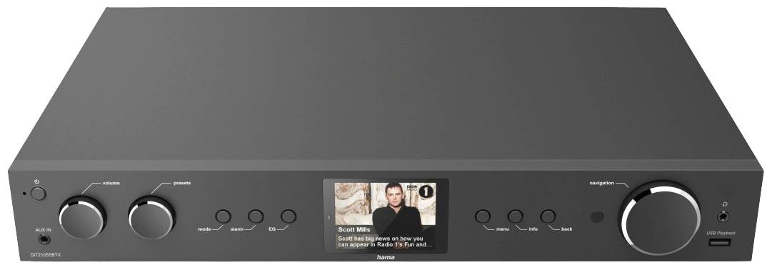 Hama Desk radio Internet, DAB+, DAB, FM Bluetooth, USB, Wi-Fi, Internet radio Black