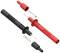 Black and red measurement leads with detachable plugs, used for electrical measurements.