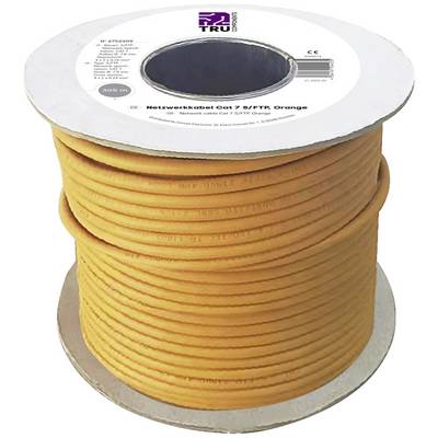 Network cable on a reel, Category 7 S/FTP, orange, length 305 m. Suitable for high-speed data transmission.