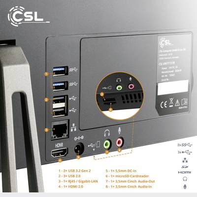 CSL Computer All-in-one PC Unity F27B-JLS 68.6 cm (27 inch) Full HD Intel® Pentium® N6000 3.3 GHz 8 GB RAM 256 GB SSD In-5