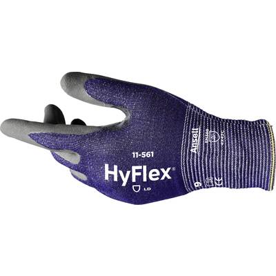 Work glove made of fabric in blue and grey with the 'HyFlex' inscription, suitable for precision work and protection.