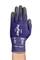 A purple work glove with grey fingertips. Label reads: 'HyFlex', 'Ansell' and 'EN388'. Developed for protection and flexibility.