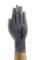 A hand is wearing a grey HyFlex protective glove by Ansell, model 48-102, size 9, with protective symbols and CE marking.