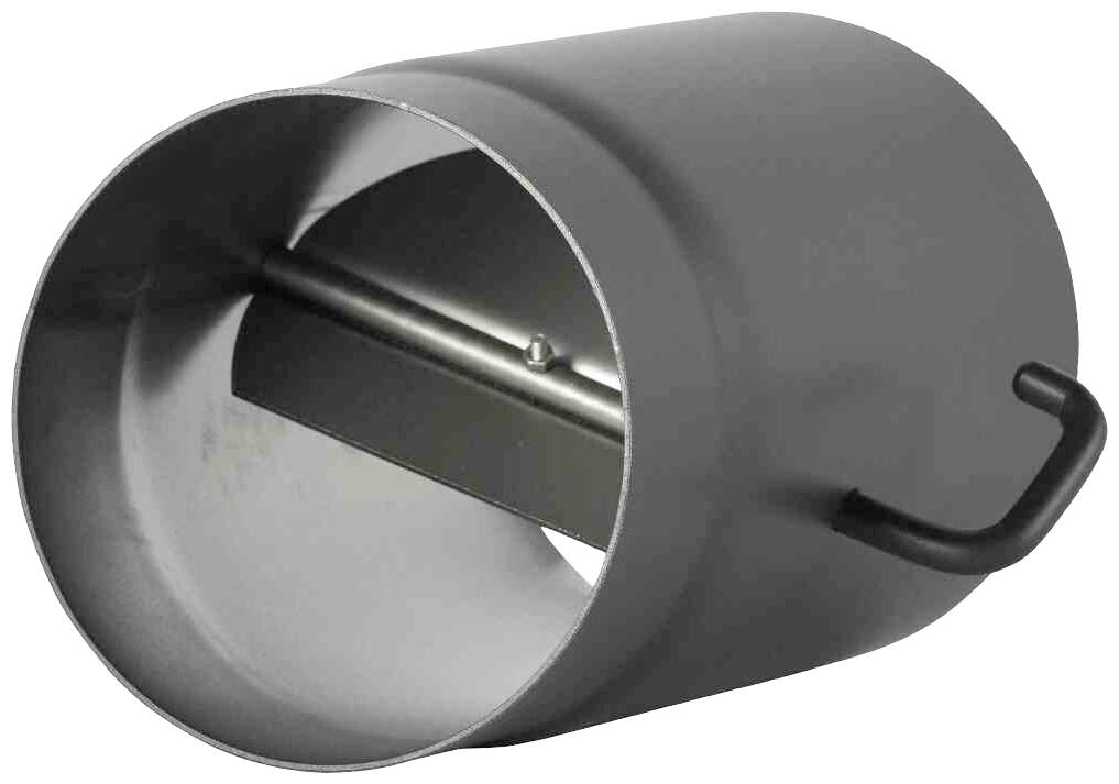 Metal tube with handle and hinged closure, possibly part of a ventilation system.