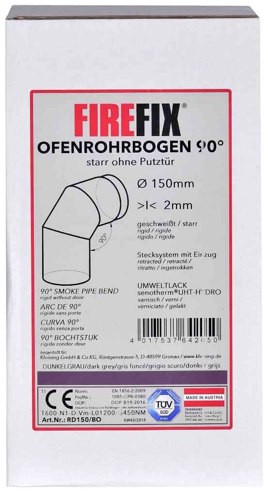 Firefix RD150/BO Flue pipe bend-1