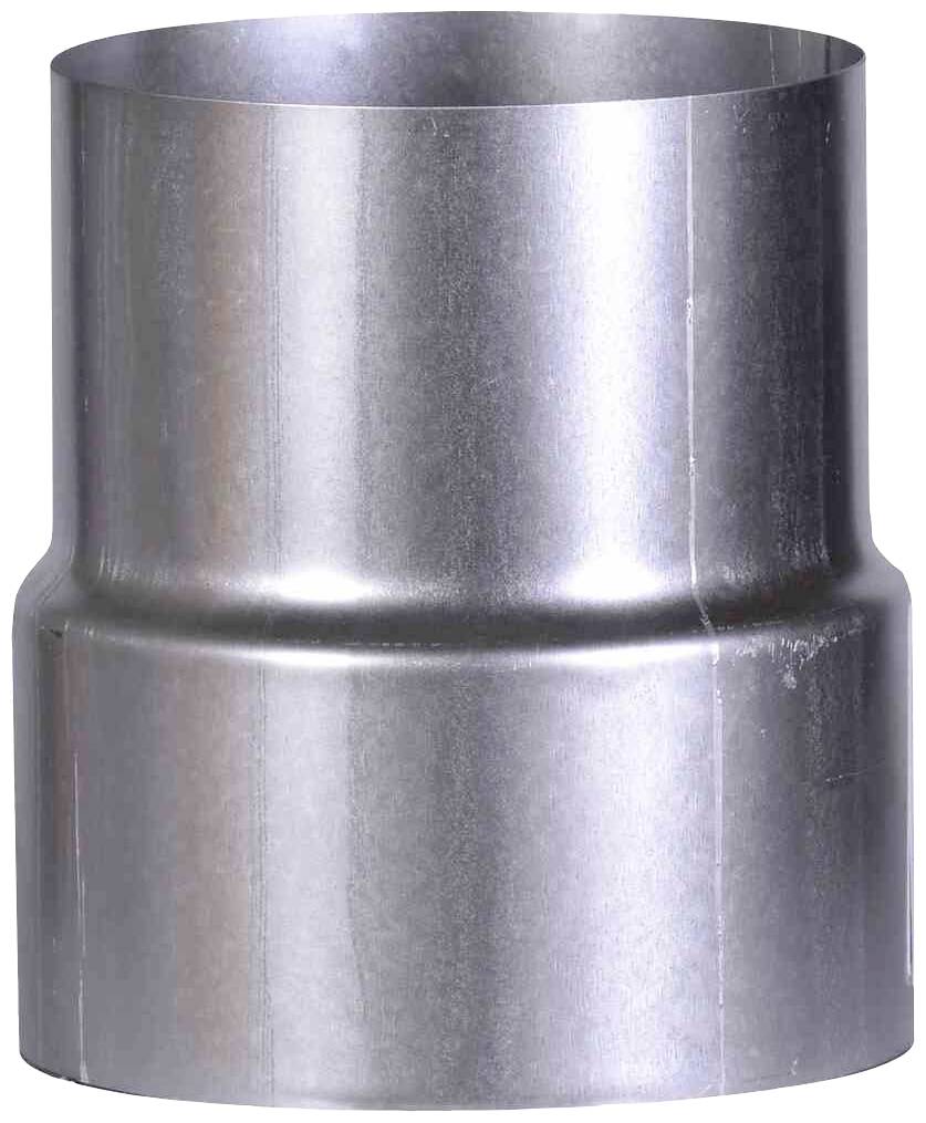 A smooth metallic pipe section with a slight rise in the middle, used for ventilation or piping systems.