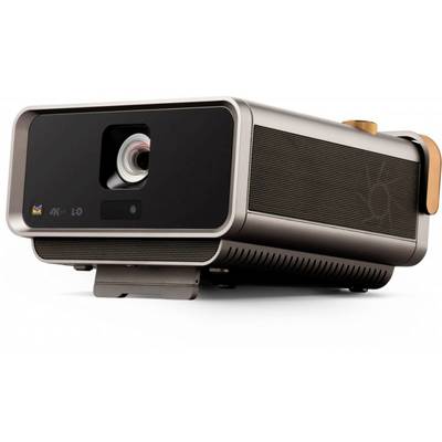 A modern, brown projector with sleek edges and a large lens on the front, suitable for home cinema applications.