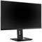 'Black computer monitor with flat screen and slim bezel on rectangular stand, switched off.'