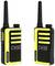 Two portable radios with yellow and black design and digital display. One shows the name 'CHASE'.