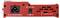 Red electronic device viewed from the rear with power connection, power range specification 'AC IN: 100-240V 50/60Hz', DC connection 'DC 11-18V' and temperature sensor connection.