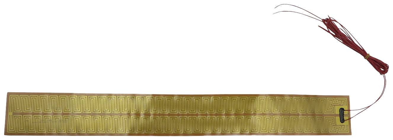 Long, flexible heating element with reddish wires on the right side, likely for electronic applications or heating systems.