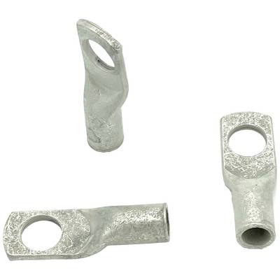 Three silver metal clips with round openings, arranged on a white background. They appear to be intended for electrical connections.