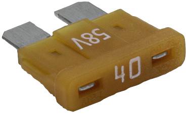 An orange 58V fuse marked with '40'. It is double-pole and intended for use in electrical systems.