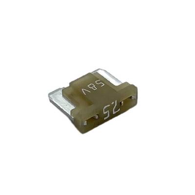 A brown 25-ampere circuit breaker with side metal contacts on a white background.