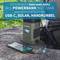 Radio with built-in 5000 mAh battery used as a power bank. Rechargeable via USB-C, solar, or hand crank. Used outdoors.