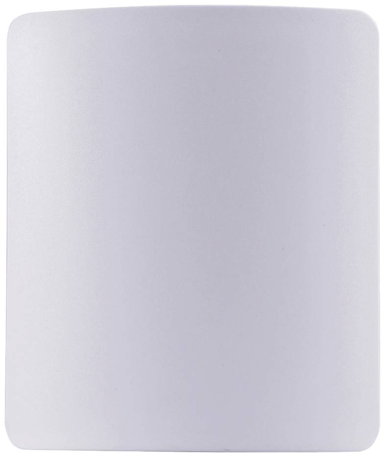 A rectangular white object with rounded corners against a white background.