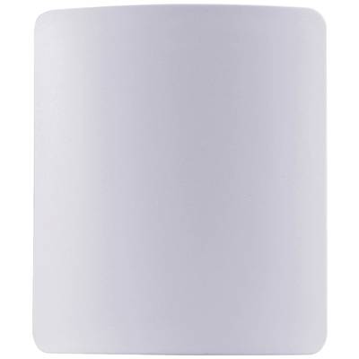A rectangular white object with rounded corners against a white background.