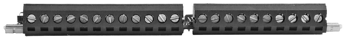 A black metal object with two rows of silver screws, arranged side by side, possibly a mounting bracket.