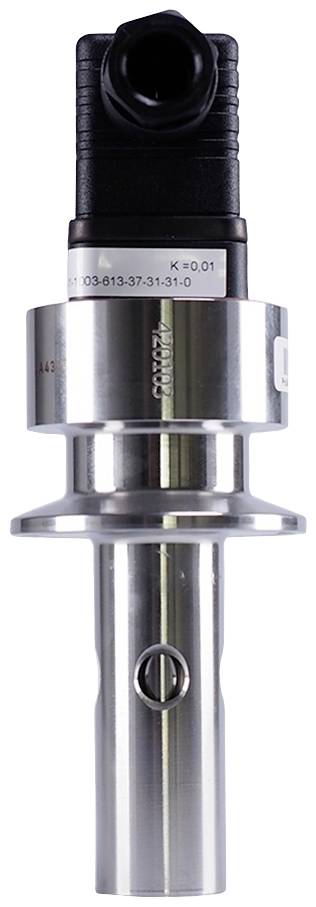 Metallic tool component with a cylindrical head and black connection at the top. Typical application in mechanical engineering or manufacturing.