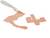 A sculpture in the shape of scissors cuts through orange material, creating numbered and geometric forms.