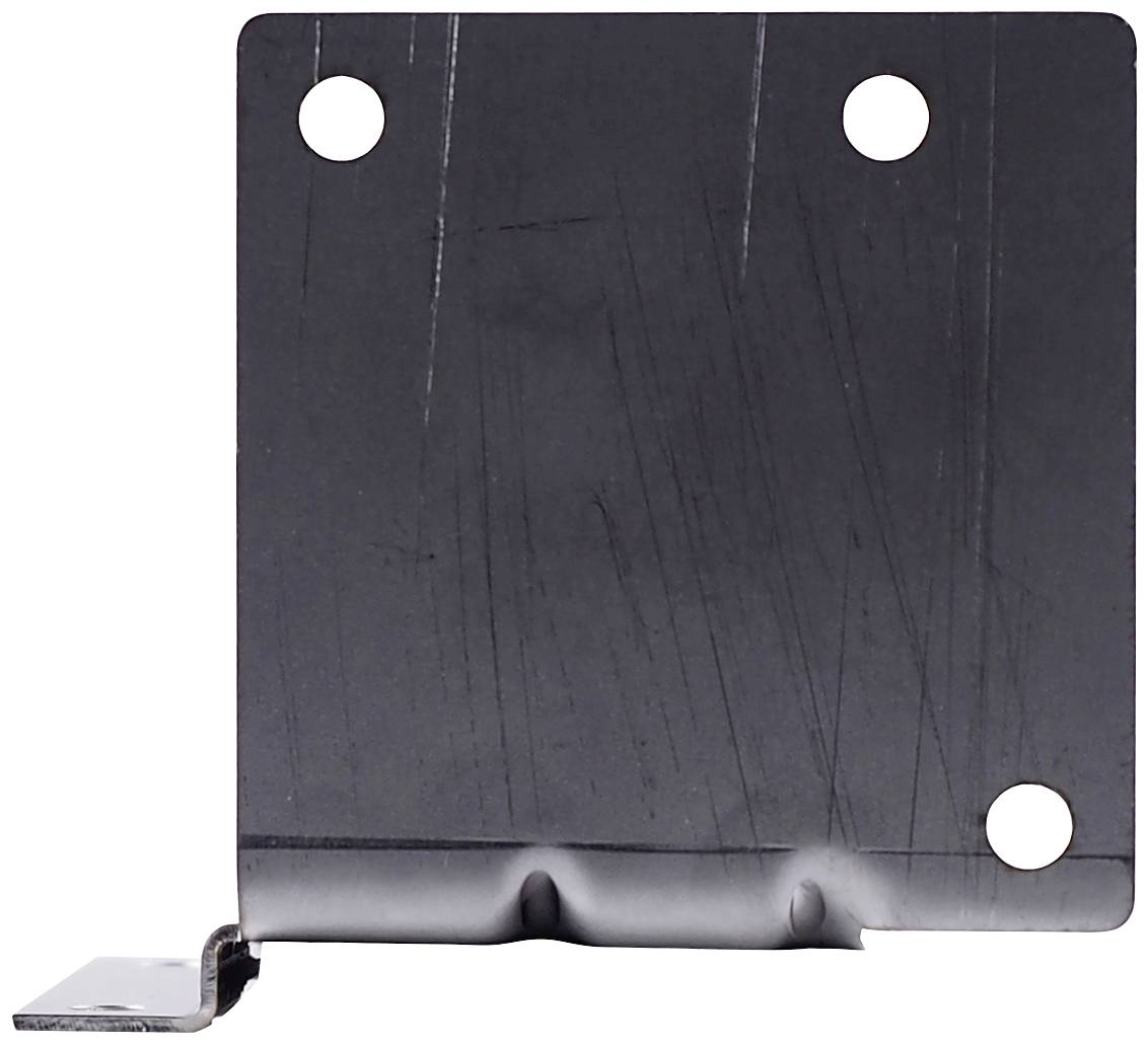 Metal angle bracket with four holes, suitable for mounting or securing objects.