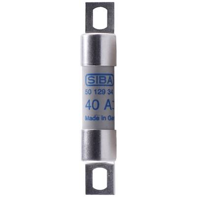 A SIBA fuse marked '40 A' and 'Made in Germany', cylindrical in shape, with silver caps at both ends.