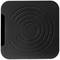 A square, black coaster with concentric semi-circular patterns, suitable for placing hot plates or crockery.