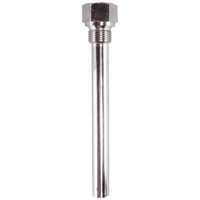 Silver metal hollow probe with a straight, cylindrical shaft and hexagonal head, typical for temperature measurements.