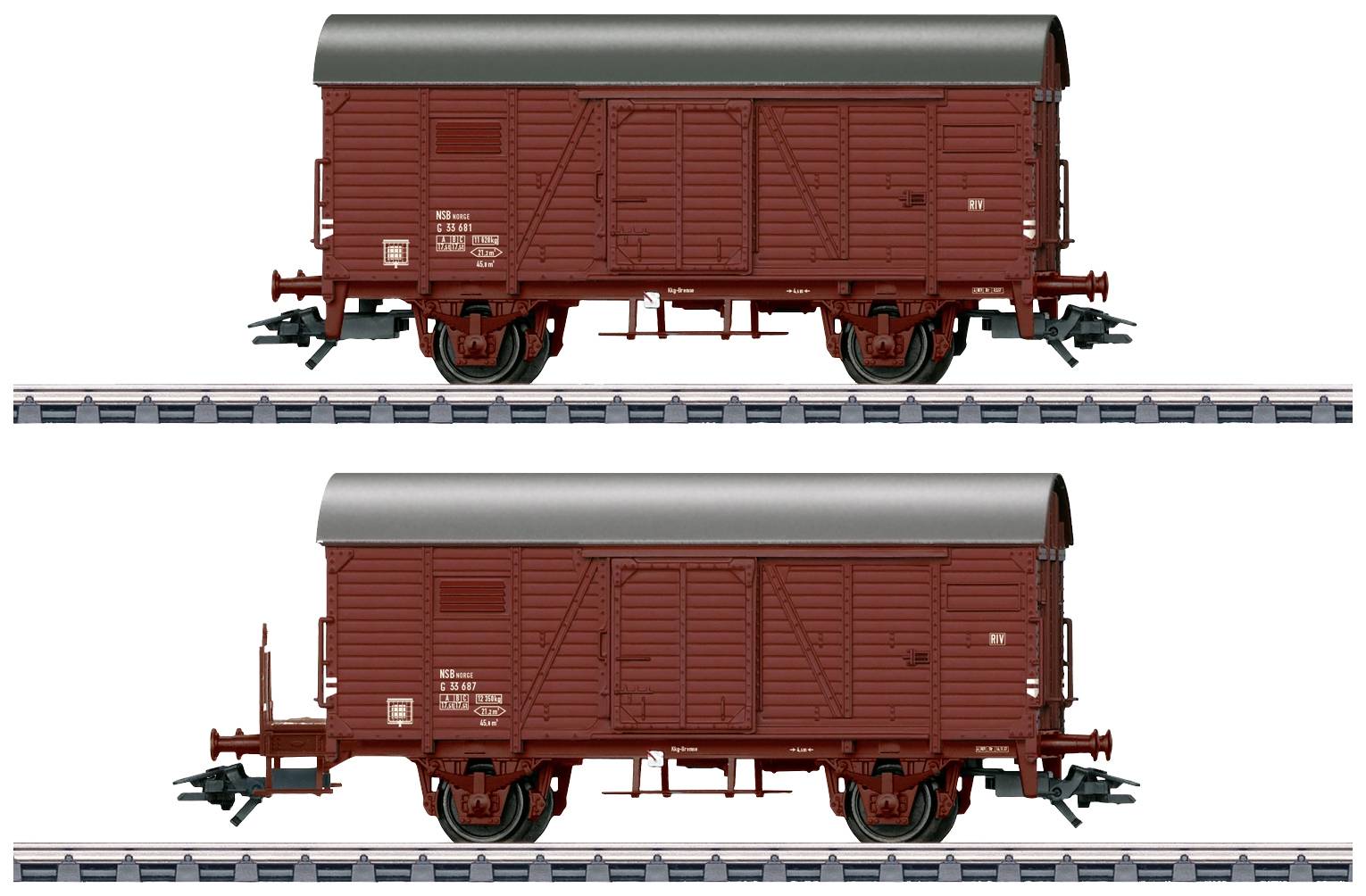 Image of Maerklin 46067 H0 2pc set covered goods wagon of NSB