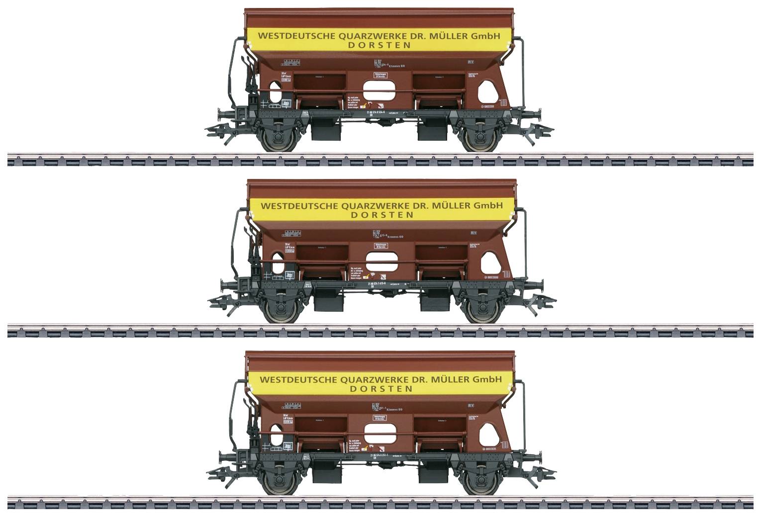 Image of Maerklin 46335 H0 3-pc set Pivot roof car Tdgs 930 West German quartz works of DB