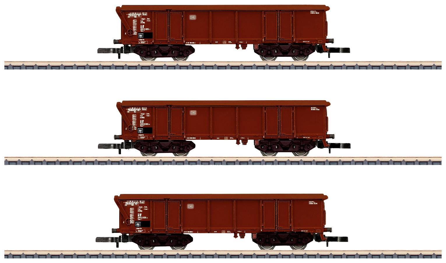Image of Maerklin 86682 Z 3-pc set wheeled roof wagons Tams 886 of DB