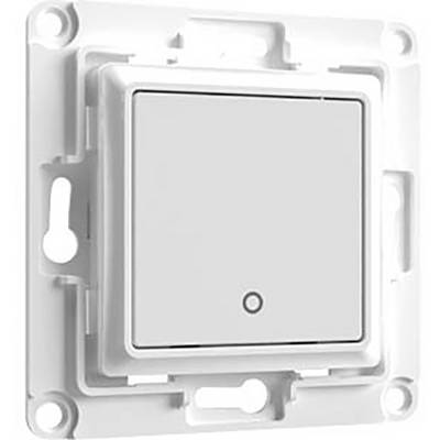 A rectangular, white light switch with a simple design, integrated into a white wall plate.