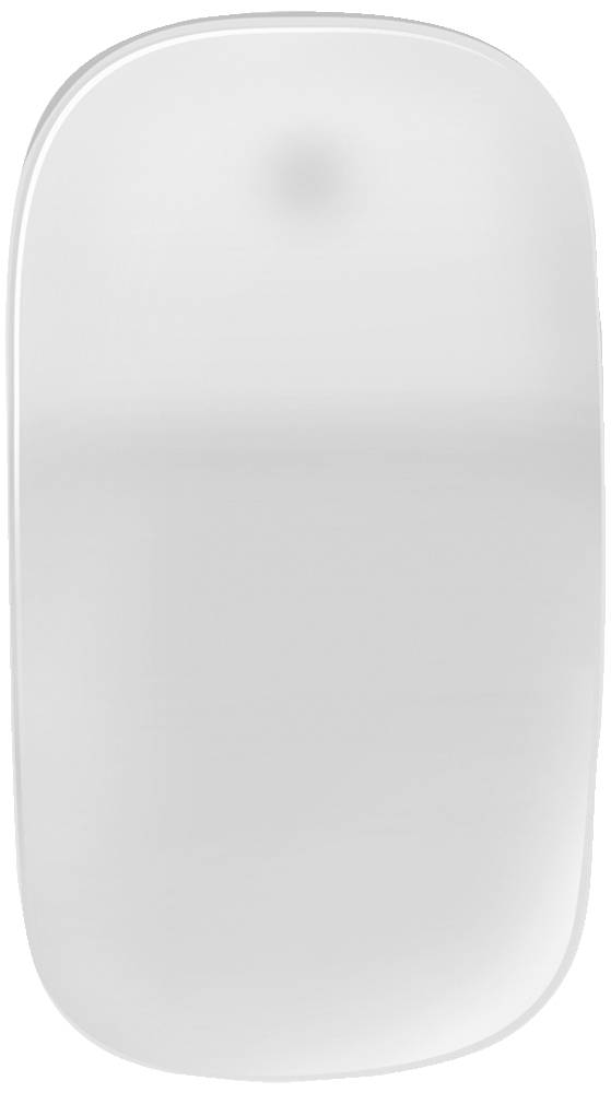 White, minimalist input device, probably a computer mouse, with rounded edges and a smooth surface.