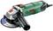 Angle grinder with a green casing, red switch and black handle. Brand is Bosch. Suitable for cutting or grinding materials.