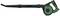 A green and black Bosch leaf blower with an ergonomic handle and long blowing tube, suitable for gardening tasks.